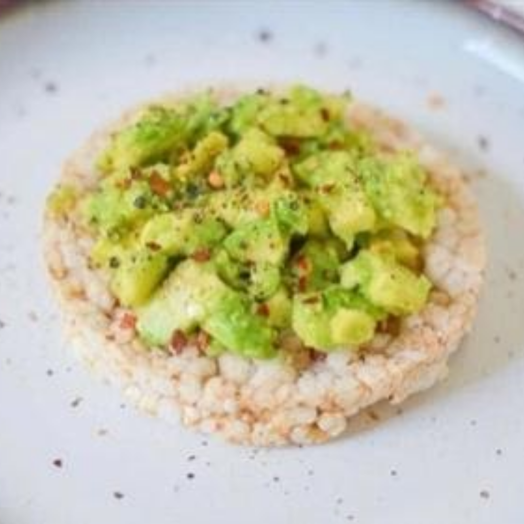 Rice Cake, Smashed Avocado, Chilli Flakes, Salt, Pepper